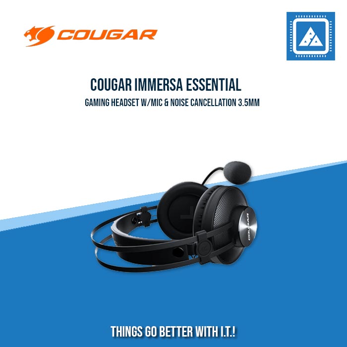 COUGAR IMMERSA ESSENTIAL GAMING HEADSET W/MIC & NOISE CANCELLATION 3.5MM