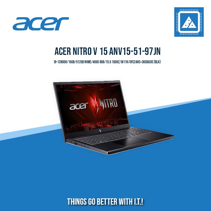 ACER NITRO V 15 ANV15-51-97JN I9-13900H/16GB/512GB NVME/4060 8GB/15.6 165HZ/W11H/OFC24HS+365BASIC (BLK) |BEST FOR GAMINGS LAPTOP