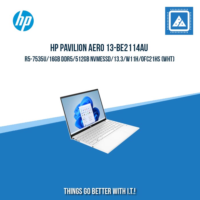 HP PAVILION AERO 13-BE2114AU/R5-7535U/16GB DDR5/512GB NVMeSSD | BEST FOR STUDENTS AND FREELANCERS LAPTOP