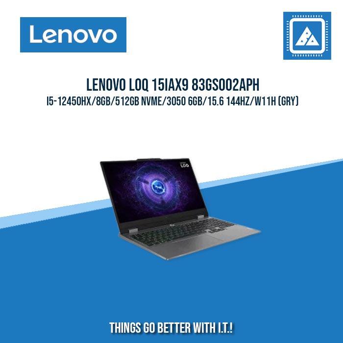 LENOVO LOQ 15IAX9 83GS002APH I5-12450HX/8GB/512GB NVME/3050 6GB | BEST FOR GAMING AND AUTOCAD LAPTOP