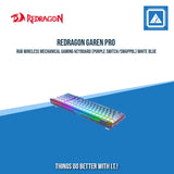 REDRAGON GAREN PRO RGB WIRELESS MECHANICAL GAMING KEYBOARD (PURPLE SWITCH/SWAPPBL) WHITE BLUE