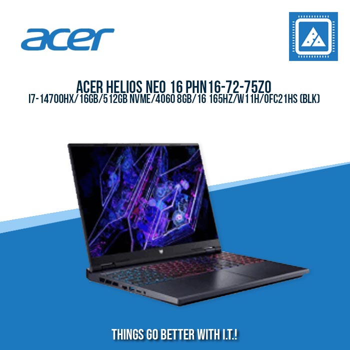 ACER HELIOS NEO 16 PHN16-72-75Z0 I7-14700HX/16GB/512GB NVME/4060 8GB | BEST FOR GAMING AND RENDERING LAPTOP