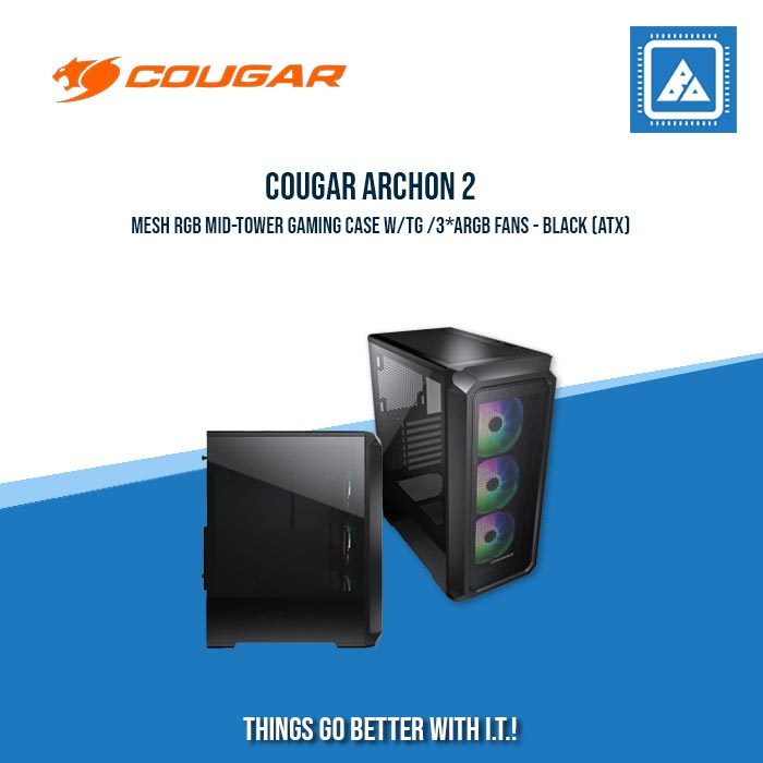 COUGAR ARCHON 2 MESH RGB MID-TOWER GAMING CASE W/TG /3*ARGB FANS - BLACK/WHITE (ATX)