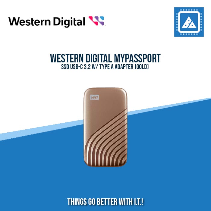 WESTERN DIGITAL MYPASSPORT SSD PORTABLE 1TB USB-C 3.2 W/ TYPE A ADAPTER