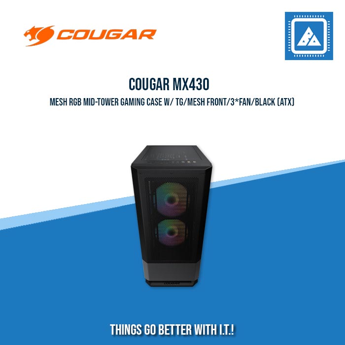 COUGAR MX430 MESH RGB MID-TOWER GAMING CASE W/ TG/MESH FRONT/3*FAN/BLACK (ATX)