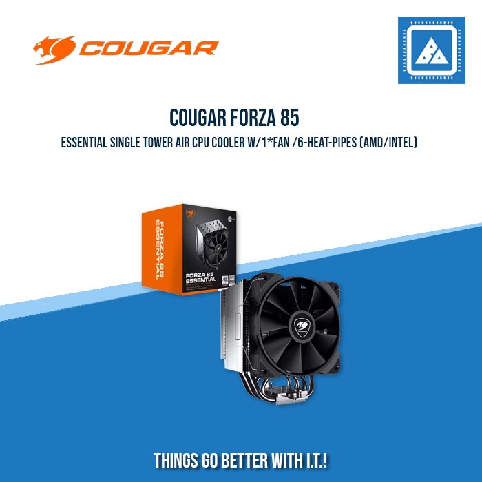 COUGAR FORZA 85 ESSENTIAL SINGLE TOWER AIR CPU COOLER W/1*FAN /6-HEAT-PIPES (AMD/INTEL)
