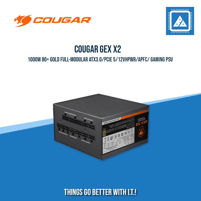 COUGAR GEX X2 1000W 80+ GOLD FULL-MODULAR ATX3.0/PCIE 5/12VHPWR/APFC/ GAMING PSU