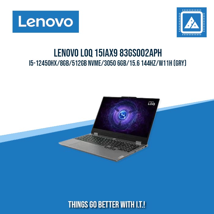 LENOVO LOQ 15IAX9 83GS002APH I5-12450HX/8GB/512GB NVME/3050 6GB | BEST FOR GAMING AND AUTOCAD LAPTOP