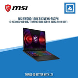 MSI SWORD 16HX B13VFKG-857PH I7-13700HX/8GB+8GB/1TB NVME/4060 8GB/16 165HZ/W11H (GRY)| GOOD FOR GAMING AND AUTOCAD LAPTOPS
