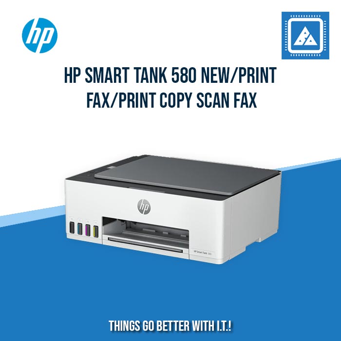 HP SMART TANK 580 NEW/PRINT COPY SCAN WIRELESS/12PPM BLACK 5PPM COLOR/BORDERLESS A4/3000 PAGES DUTY/USB 2.0 WI-FI WI-FI DIRECT/FLATBED/W11H (BLK)