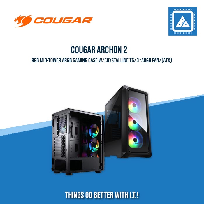COUGAR ARCHON 2 RGB MID-TOWER ARGB GAMING CASE W/CRYSTALLINE TG/3*ARGB FAN/BLACK&WHITE (ATX)