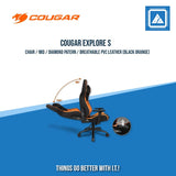 COUGAR EXPLORE S ROYAL GAMING CHAIR / MID / DIAMOND PATERN / BREATHABLE PVC LEATHER / HIGH DENSITY FOAM / STEEL BASE / TILT / 3D ARM REST / 3" WHEELS / 120KG / BLACK GOLD