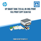HP SMART TANK 720 ALL-IN-ONE/PRINT COPY SCAN WIRELESS/15PPM BLACK 9PPM COLOR/1200X1200 DPI/3000 PAGES DUTY/USB 2.0 WI-FI BLUETOOTH LE/AUTO DUPLEX/W11H (BLK)