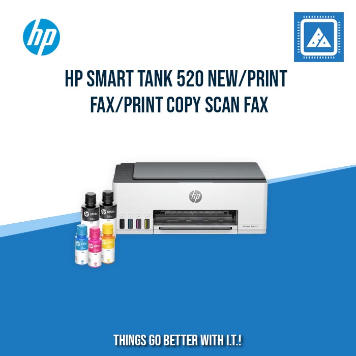 HP SMART TANK 520 NEW/PRINT COPY SCAN/12PPM BLACK 5PPM COLOR/BORDERLESS A4/3000 PAGES DUTY/USB 2.0/FLATBED/W11H (BLK)