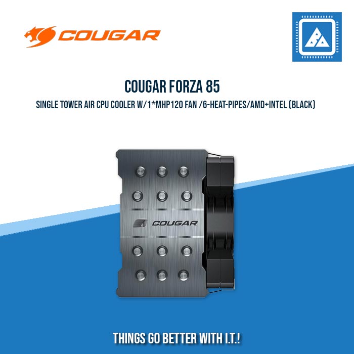 COUGAR FORZA 85 SINGLE TOWER AIR CPU COOLER W/1*MHP120 FAN /6-HEAT-PIPES/AMD+INTEL (BLACK)