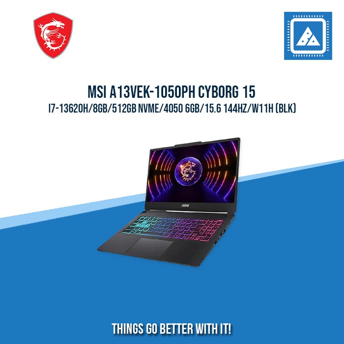 MSI A13VEK-1050PH CYBORG 15 I7-13620H/8GB/512GB NVME/4050 6GB | BEST FOR FREELANCER AND GAMING LAPTOP