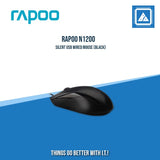 RAPOO N1200 SILENT USB WIRED MOUSE (BLACK)