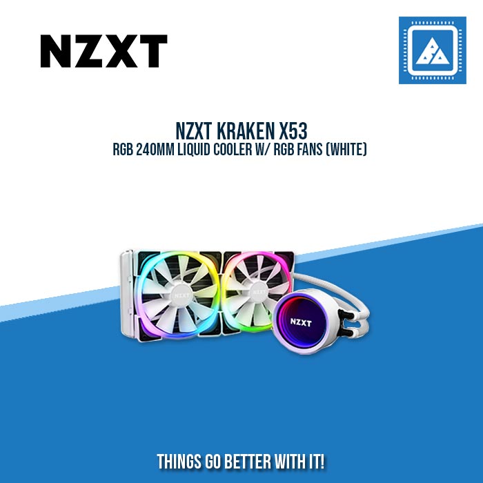 NZXT KRAKEN X53 RGB 240MM LIQUID COOLER W/ RGB FANS (WHITE)