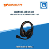 COUGAR DIVE LIGHTWEIGHT GAMING HEADSET W/9.7MM MIC/55MM DRIVER/FABRIC/ 3.5MM
