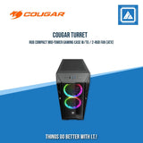 COUGAR TURRET RGB BLACK ATX MID TOWER PRO-COOLING COMPACT GAMING CASE WITH TEMPERED GLASS SIDE WINDOW