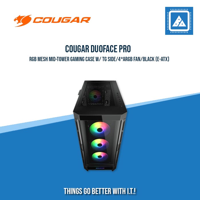 COUGAR DUOFACE PRO RGB MESH MID-TOWER GAMING CASE W/ TG SIDE/4*ARGB FAN/BLACK (E-ATX)