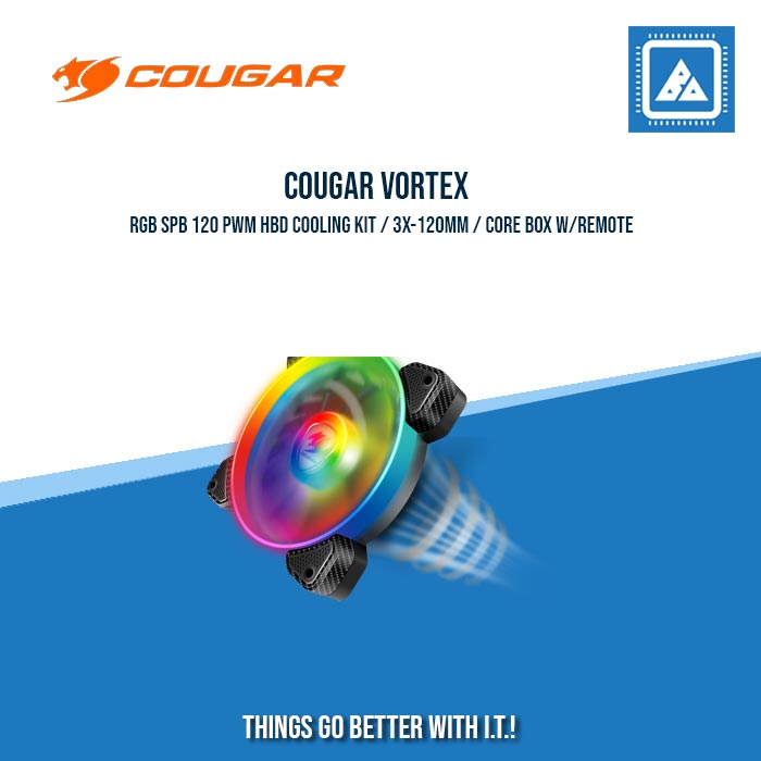 COUGAR VORTEX RGB SPB 120 PWM HBD COOLING KIT / 3X-120MM / CORE BOX W/REMOTE