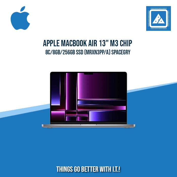 APPLE MACBOOK AIR 13" M3 CHIP 8C/8GB/256GB SSD (MRXN3PP/A) | BEST FOR CORPORATES AND FREELANCER LAPTOP