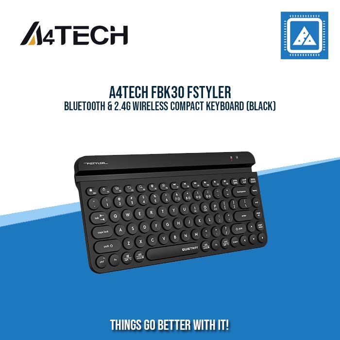 A4TECH FBK30 FSTYLER BLUETOOTH & 2.4G WIRELESS COMPACT KEYBOARD (BLACK)