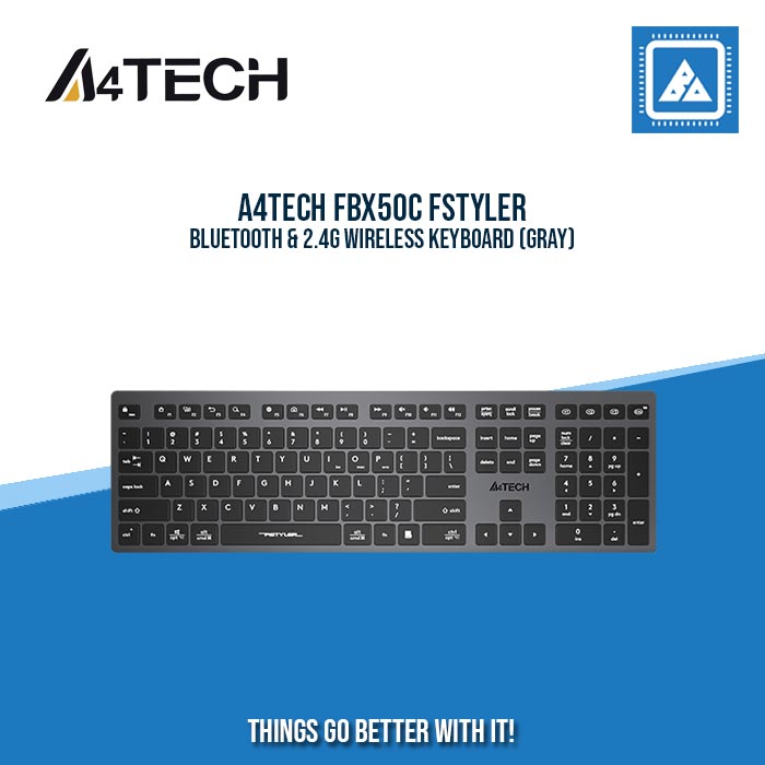 A4TECH FBX50C FSTYLER BLUETOOTH & 2.4G WIRELESS KEYBOARD (GRAY)