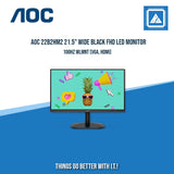 AOC 22B2HM2 21.5" WIDE BLACK FHD LED MONITOR 100HZ WLMNT (VGA, HDMI)