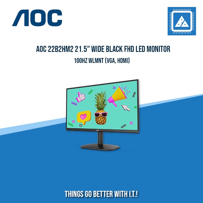 AOC 22B2HM2 21.5" WIDE BLACK FHD LED MONITOR 100HZ WLMNT (VGA, HDMI)