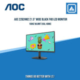 AOC 22B2HM2 21.5" WIDE BLACK FHD LED MONITOR 100HZ WLMNT (VGA, HDMI)