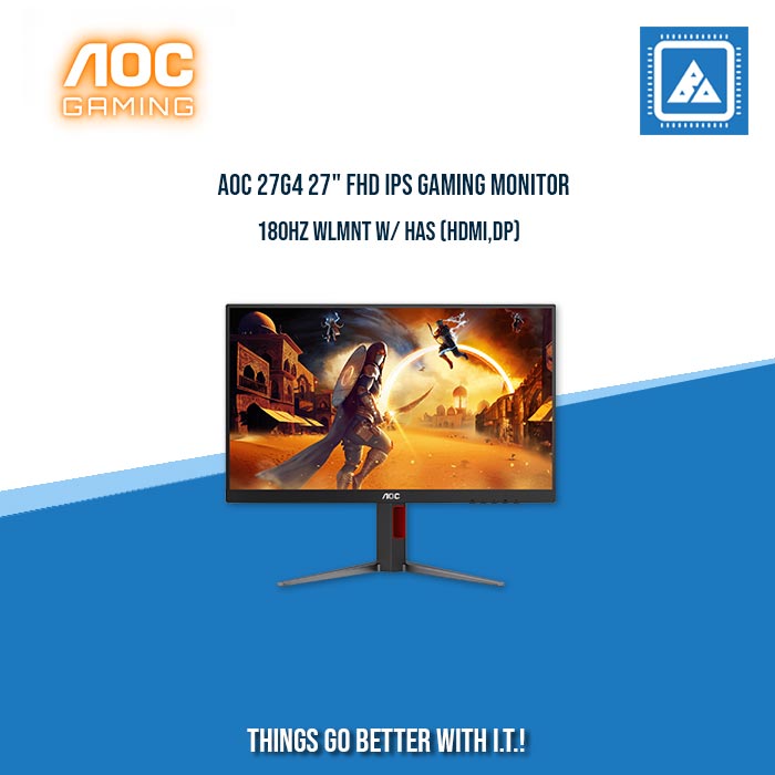 AOC 27G4 27" FHD IPS GAMING MONITOR 180HZ WLMNT W/ HAS (HDMI,DP)