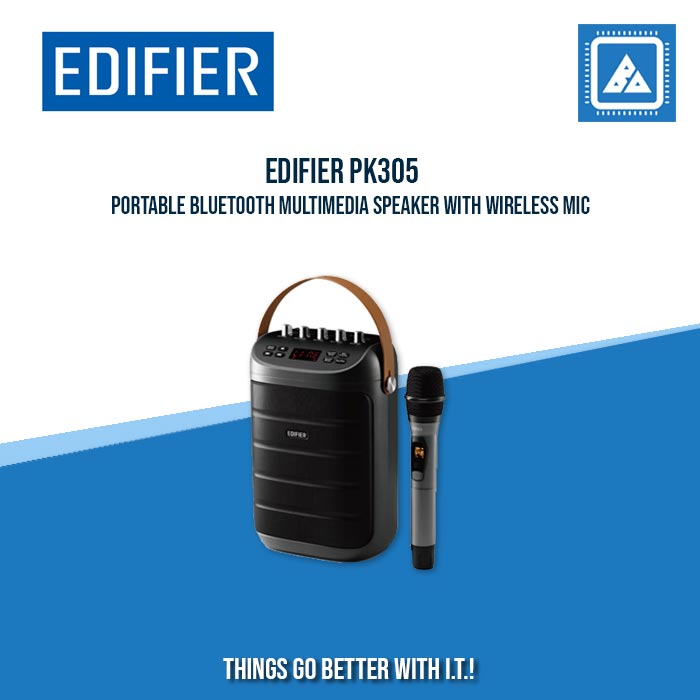 EDIFIER PK305 PORTABLE BLUETOOTH MULTIMEDIA SPEAKER WITH WIRELESS MIC, BUILT-IN BATTERY, AUX, AND USB.