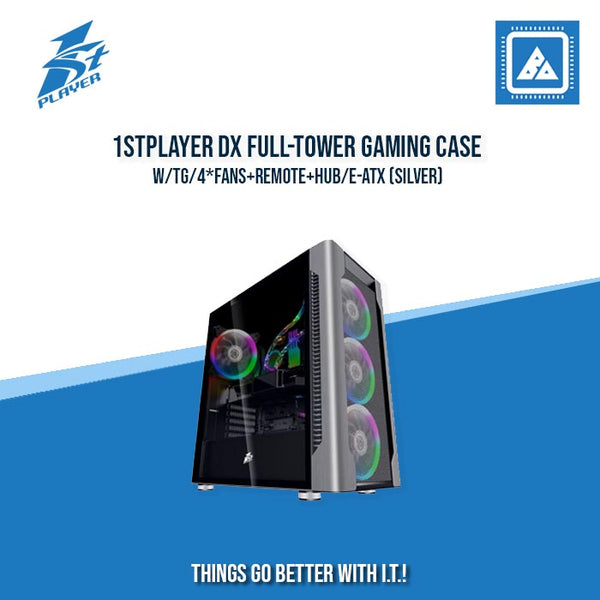 1STPLAYER DX FULL-TOWER GAMING CASE W/TG/4*FANS+REMOTE+HUB/E-ATX (SILV ...