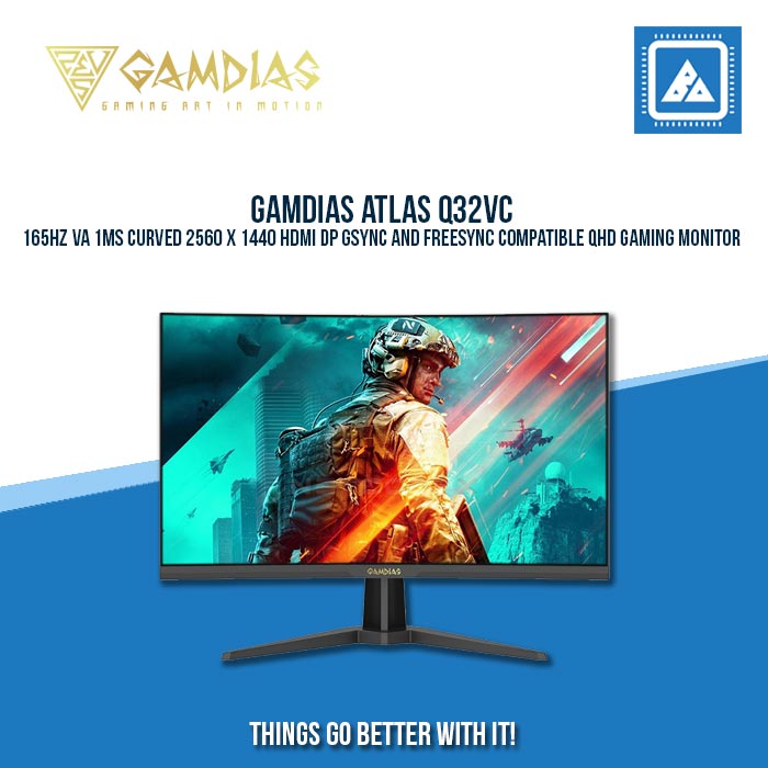 GAMDIAS ATLAS Q32VC VA 2K 165HZ 32 INCHES CURVED GAMING MONITOR