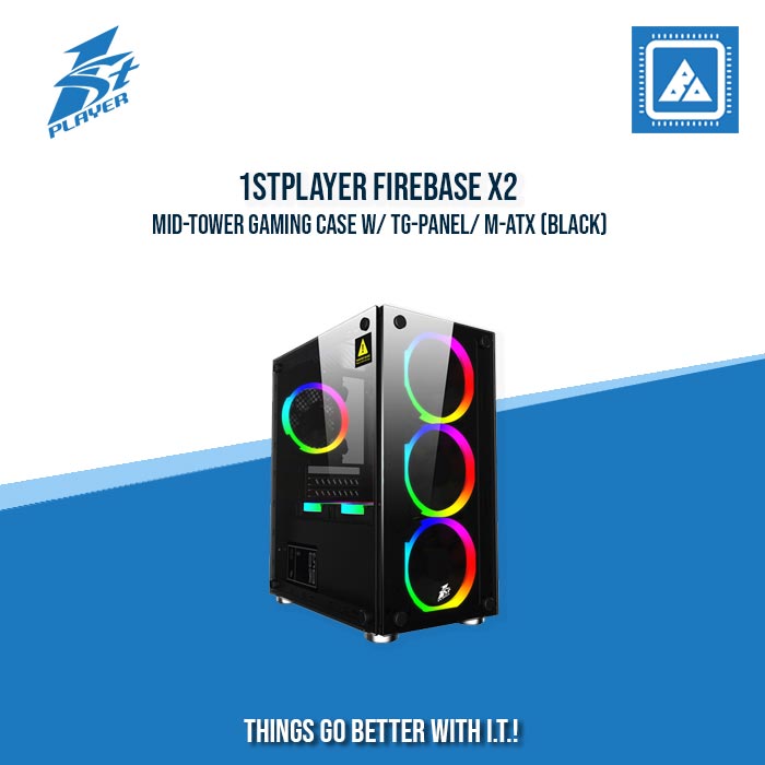 1STPLAYER FIREBASE X2 MID-TOWER GAMING CASE W/ TG-PANEL/ M-ATX (BLACK)