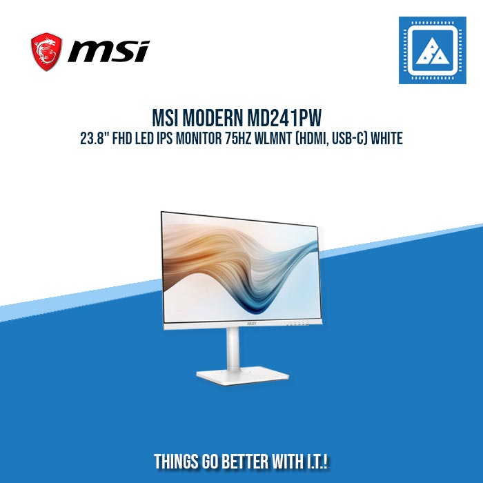 MSI MODERN MD241PW 23.8" FHD LED IPS MONITOR 75HZ WLMNT (HDMI, USB-C) WHITE