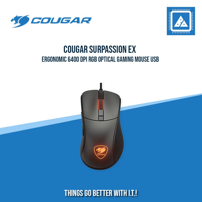 COUGAR SURPASSION EX ERGONOMIC 6400 DPI RGB OPTICAL GAMING MOUSE USB
