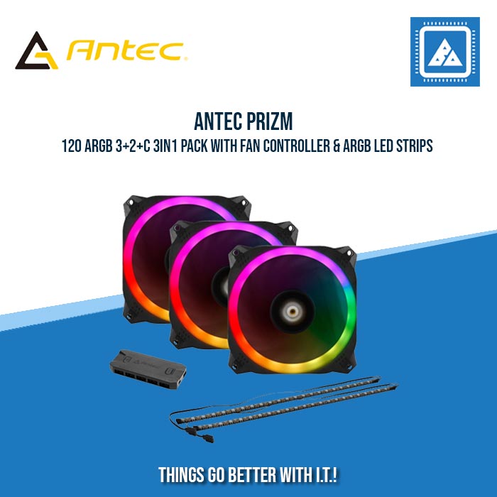 ANTEC PRIZM 120 ARGB 3+2+C 3IN1 PACK WITH FAN CONTROLLER & ARGB LED STRIPS