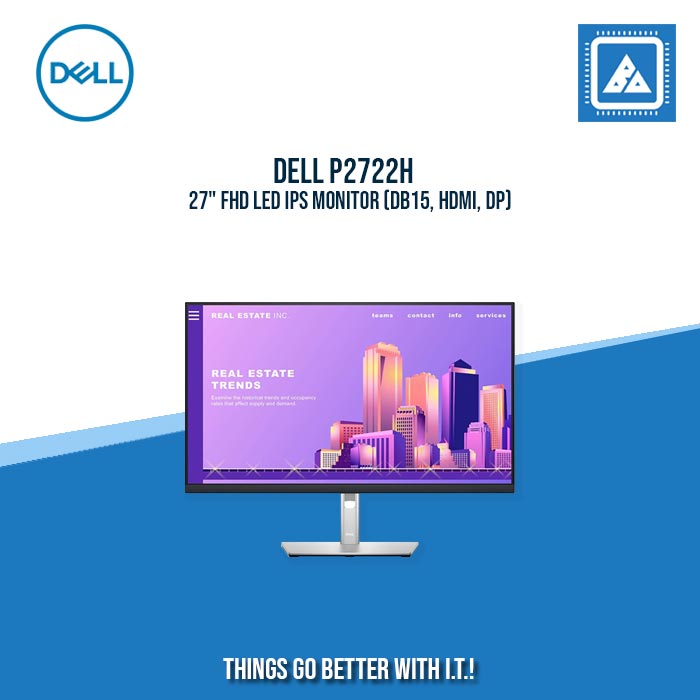 DELL P2722H 27" FHD LED IPS MONITOR (DB15, HDMI, DP)