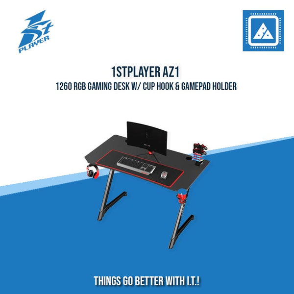 1STPLAYER AZ1-1260 RGB GAMING DESK W/ CUP HOOK & GAMEPAD HOLDER ...