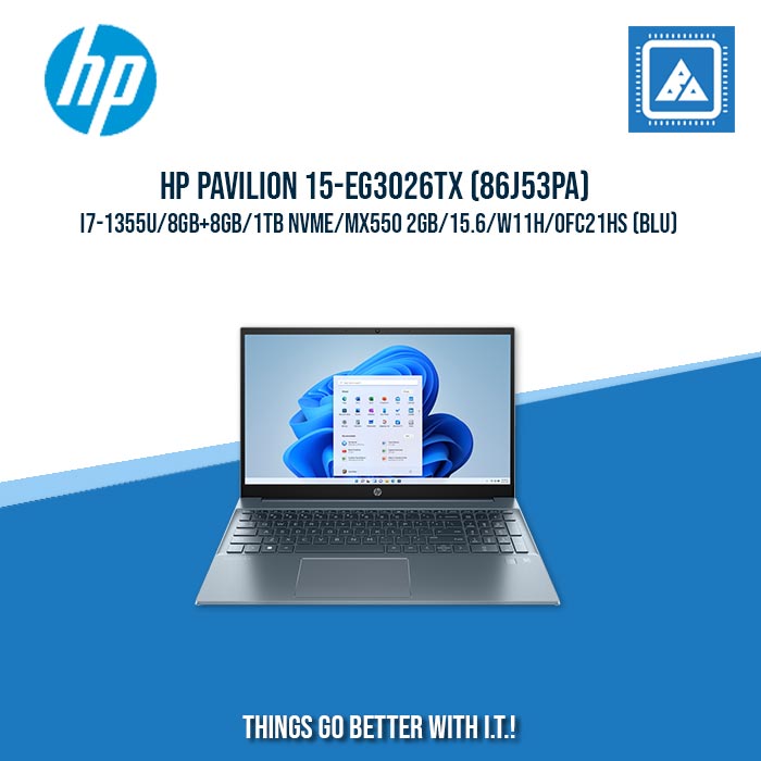 HP PAVILION 15-EG3026TX (86J53PA) I7-1355U/8GB+8GB/1TB NVME | BEST FOR STUDENTS AND FREELANCERS LAPTOP