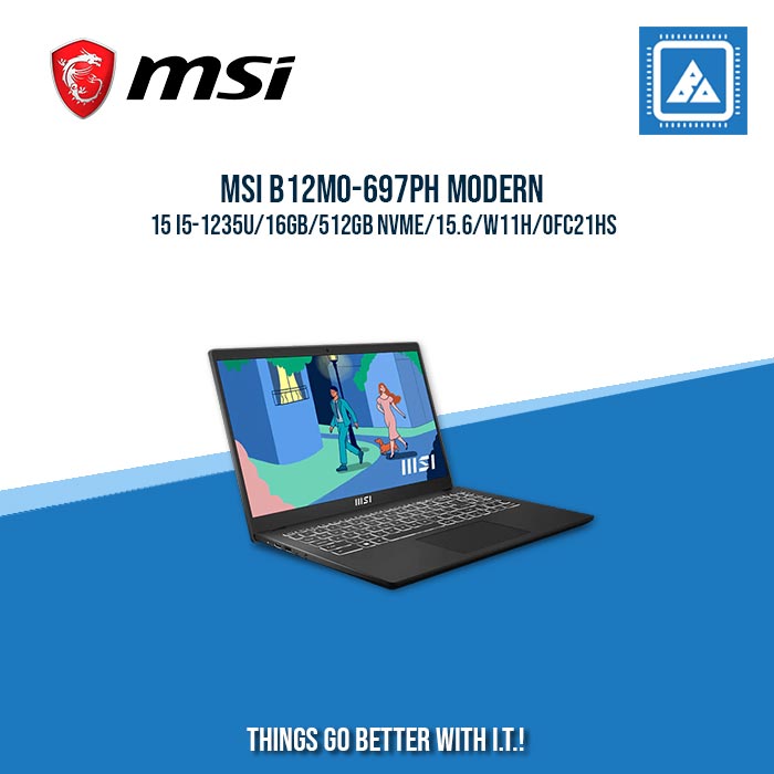 MSI B12MO-697PH MODERN 15 I5-1235U/16GB/512GB NVME | BEST FOR STUDENTS AND FREELANCERS LAPTOP
