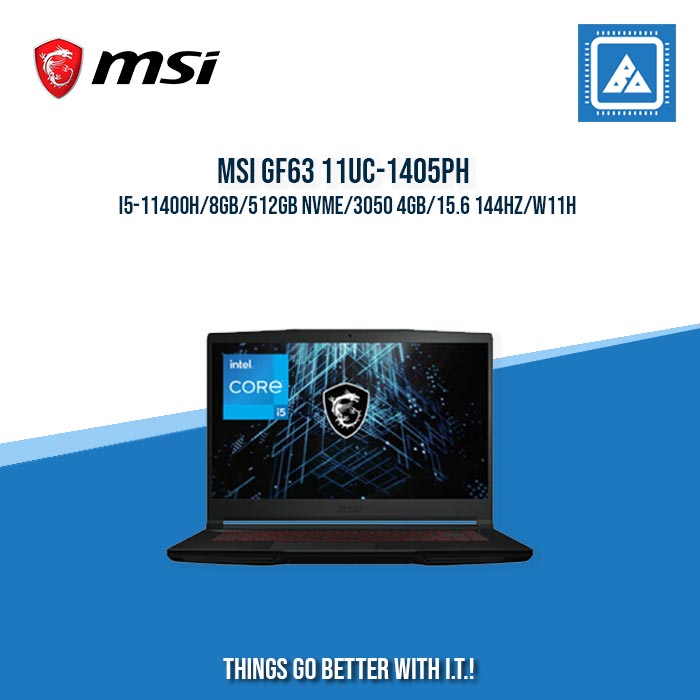 MSI GF63 11UC-1405PH I5-11400H/8GB/512GB NVME/3050 4GB | BEST FOR GMAING AND AUTOCAD LAPTOP