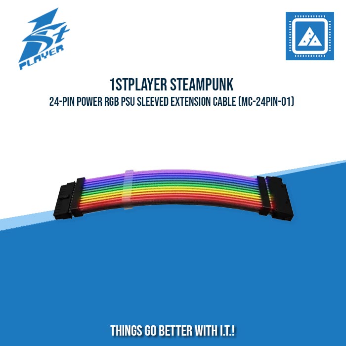 1STPLAYER STEAMPUNK 24-PIN POWER RGB PSU SLEEVED EXTENSION CABLE (MC-24PIN-01)