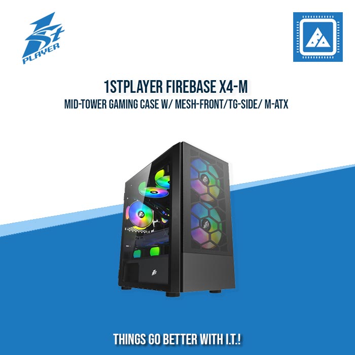 1STPLAYER FIREBASE X4-M MID-TOWER GAMING CASE W/ MESH-FRONT/TG-SIDE/ M-ATX (BLACK)