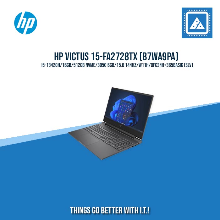 HP VICTUS 15-FA2728TX (B7WA9PA) I5-13420H/16GB/512GB NVME/3050 6GB/15.6 144HZ/W11H/OFC24H+365BASIC (SLV)  | BEST FOR STUDENT |