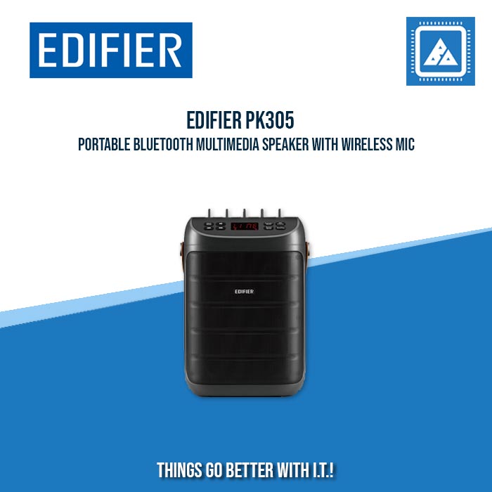 EDIFIER PK305 PORTABLE BLUETOOTH MULTIMEDIA SPEAKER WITH WIRELESS MIC, BUILT-IN BATTERY, AUX, AND USB.