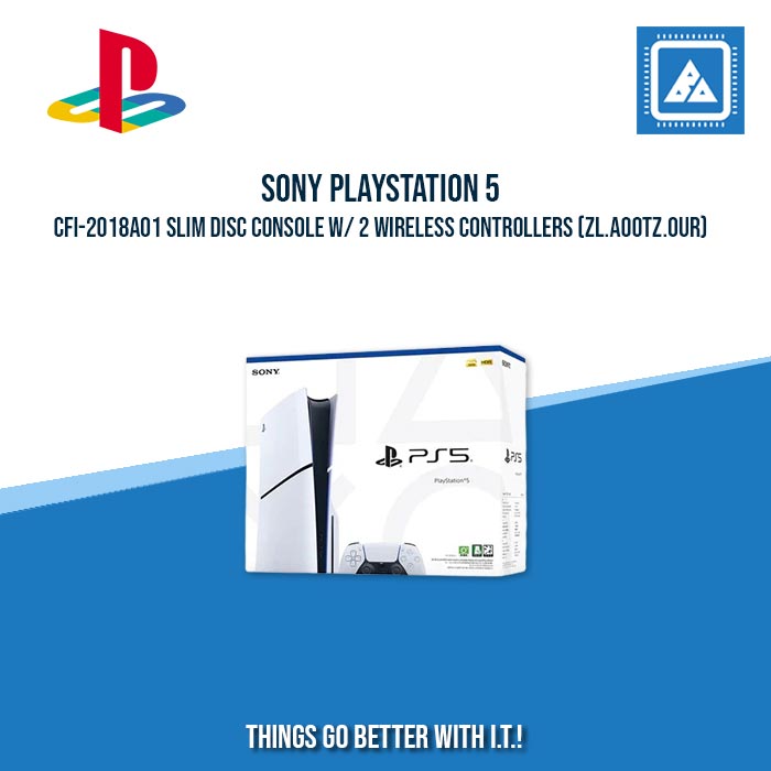 SONY PLAYSTATION 5 CFI-2018A01 SLIM DISC CONSOLE W/ 2 WIRELESS CONTROLLERS (ZL.A00TZ.0UR)